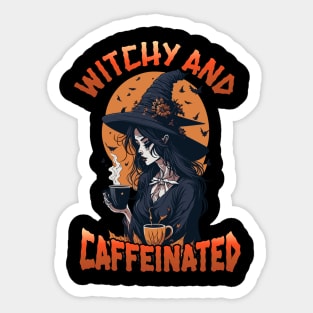 Witchy and Caffeinated Halloween Coffee lover Sticker